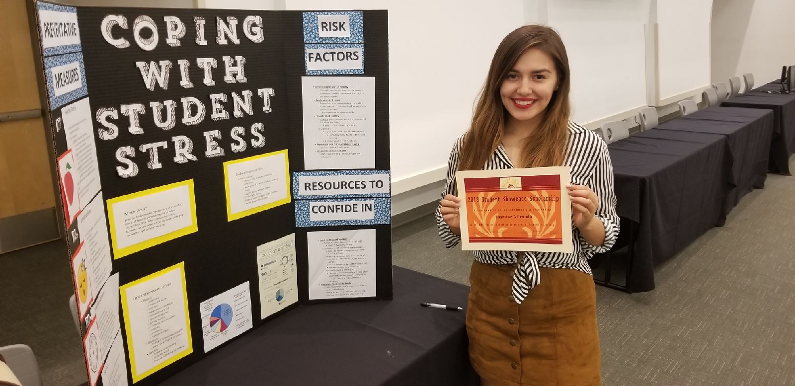 Jasmine Miranda won $1,000 for her project, "Prevention of Stress for Students."