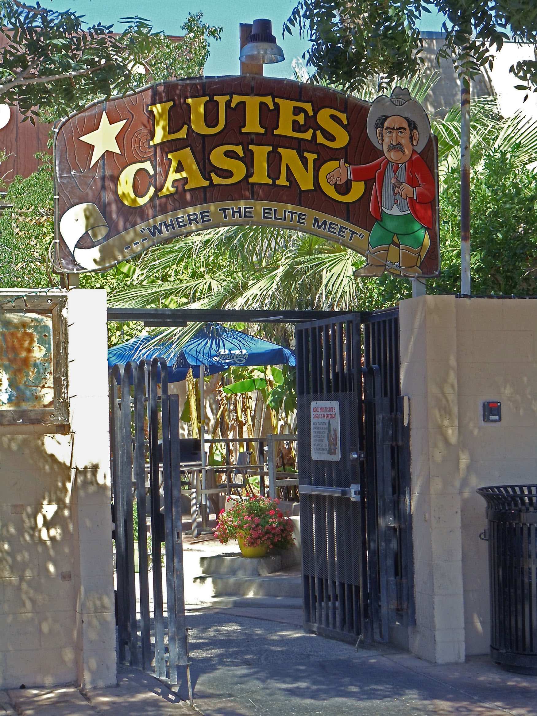 An entrance outside is seen to Lutes Casino